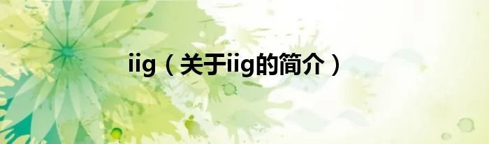 iig（关于iig的简介）