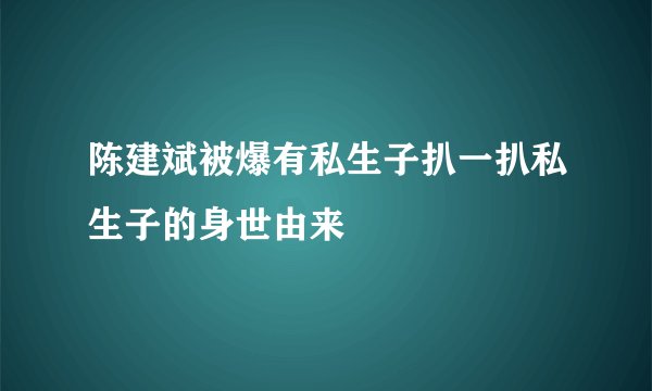 陈建斌被爆有私生子扒一扒私生子的身世由来