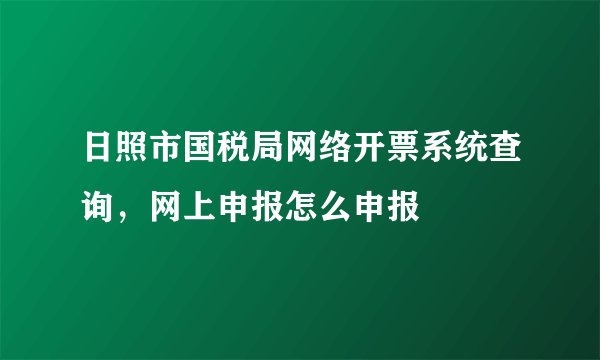 日照市国税局网络开票系统查询，网上申报怎么申报