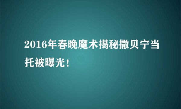 2016年春晚魔术揭秘撒贝宁当托被曝光！