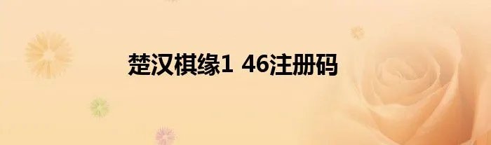 楚汉棋缘1 46注册码