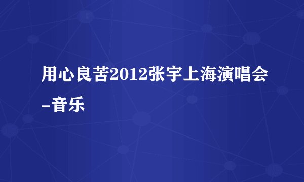 用心良苦2012张宇上海演唱会-音乐