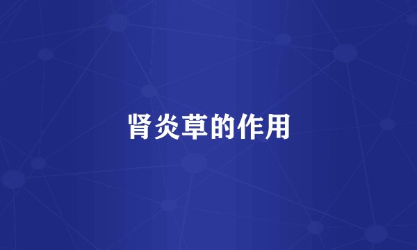肾炎草的作用