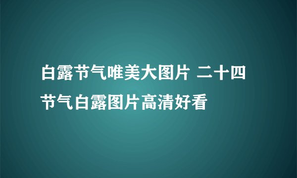 白露节气唯美大图片 二十四节气白露图片高清好看