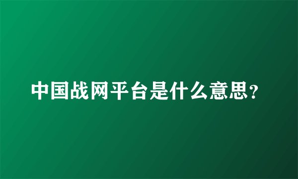 中国战网平台是什么意思？