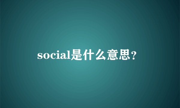 social是什么意思？