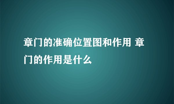 章门的准确位置图和作用 章门的作用是什么