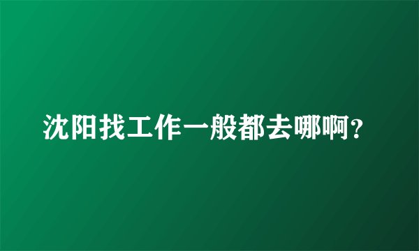 沈阳找工作一般都去哪啊?