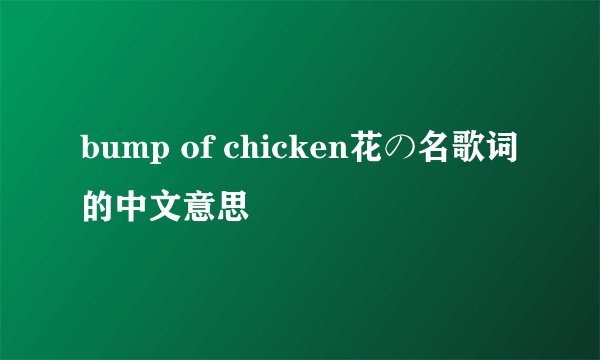 bump of chicken花の名歌词的中文意思