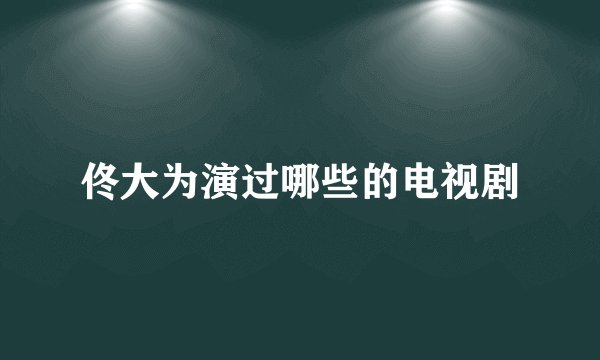 佟大为演过哪些的电视剧