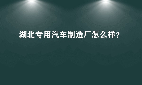 湖北专用汽车制造厂怎么样？