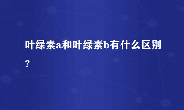 叶绿素a和叶绿素b有什么区别？
