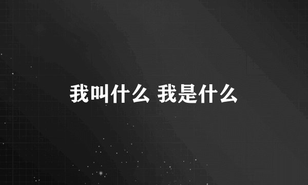 我叫什么 我是什么