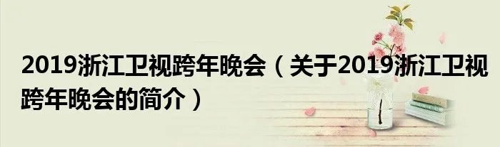 2019浙江卫视跨年晚会（关于2019浙江卫视跨年晚会的简介）