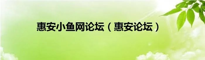 惠安小鱼网论坛（惠安论坛）