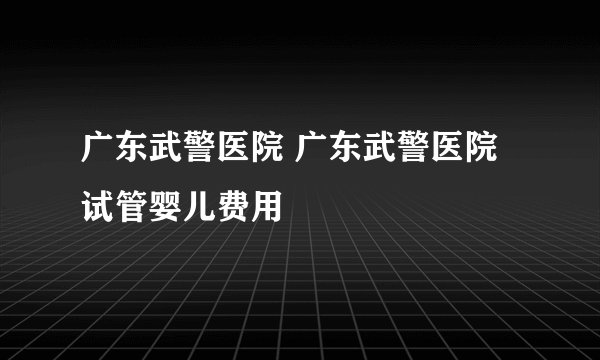 广东武警医院 广东武警医院试管婴儿费用