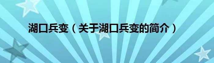 湖口兵变（关于湖口兵变的简介）