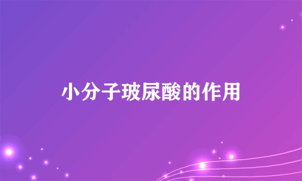 小分子玻尿酸的作用