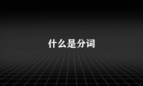什么是分词