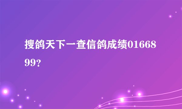 搜鸽天下一查信鸽成绩0166899？