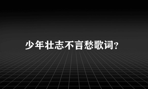 少年壮志不言愁歌词？