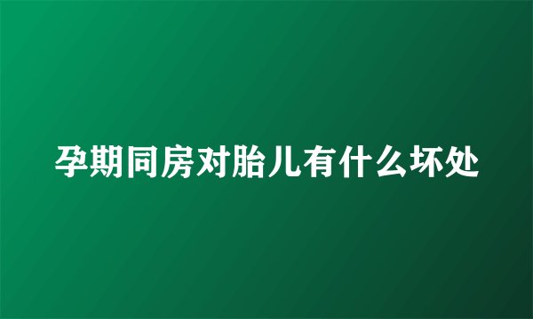 孕期同房对胎儿有什么坏处