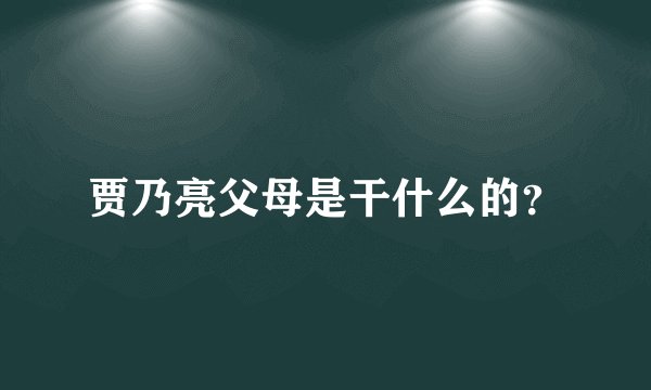 贾乃亮父母是干什么的？