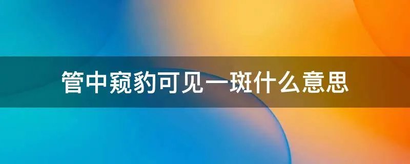 管中窥豹可见一斑什么意思