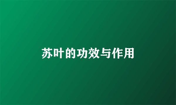 苏叶的功效与作用