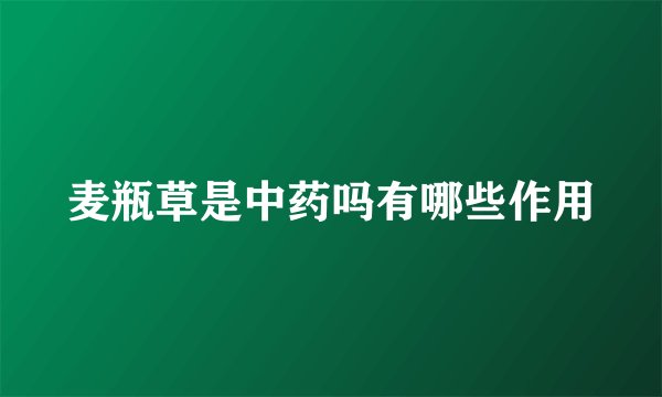 麦瓶草是中药吗有哪些作用