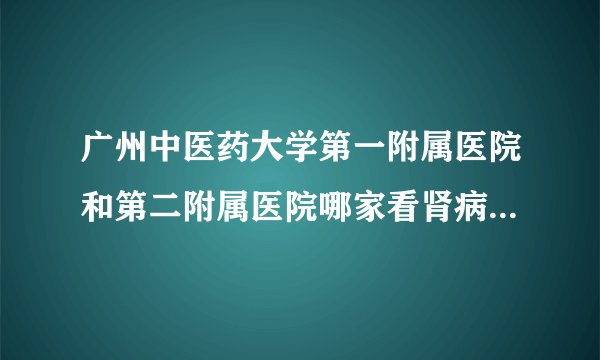 广州中医药大学第一附属医院和第二附属医院哪家看肾病比较好?