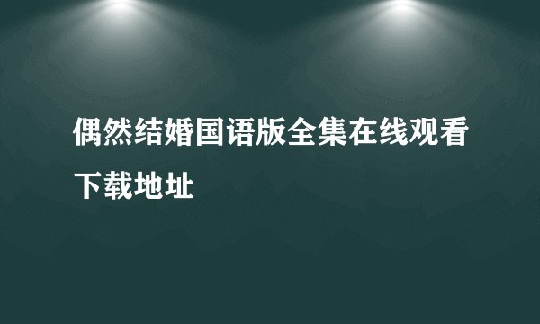 偶然结婚国语版全集在线观看下载地址