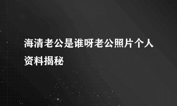 海清老公是谁呀老公照片个人资料揭秘