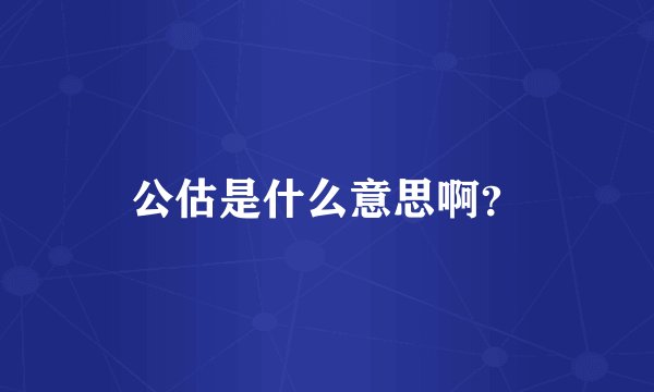 公估是什么意思啊？