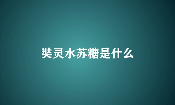 奘灵水苏糖是什么