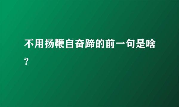 不用扬鞭自奋蹄的前一句是啥?