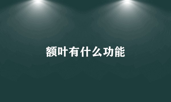 额叶有什么功能