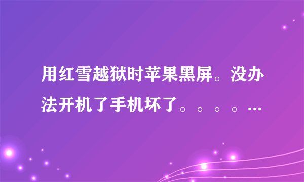 用红雪越狱时苹果黑屏。没办法开机了手机坏了。。。。。怎么处理啊