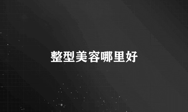 整型美容哪里好