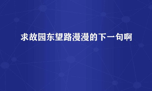 求故园东望路漫漫的下一句啊