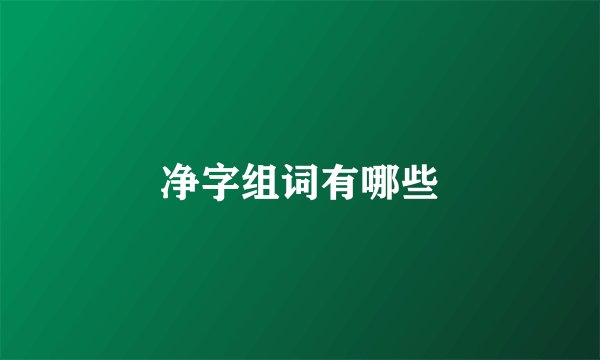 净字组词有哪些