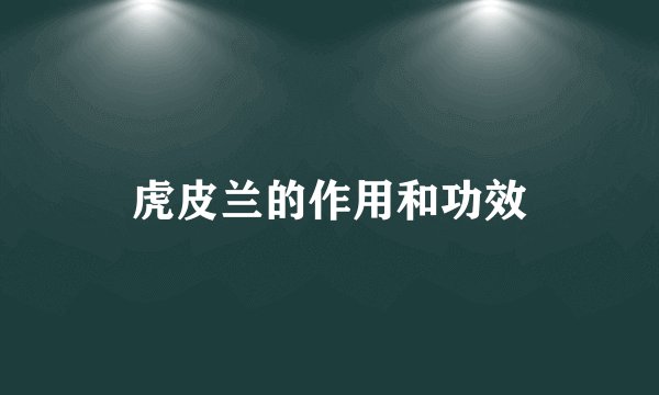 虎皮兰的作用和功效