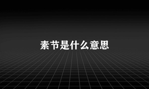 素节是什么意思