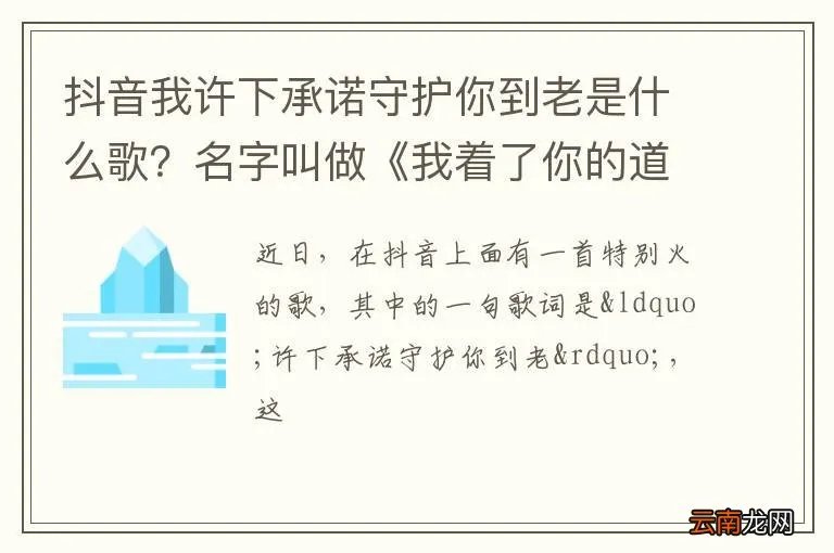 抖音我许下承诺守护你到老是什么歌？名字叫做《我着了你的道》