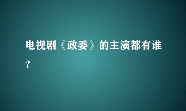 电视剧《政委》的主演都有谁？