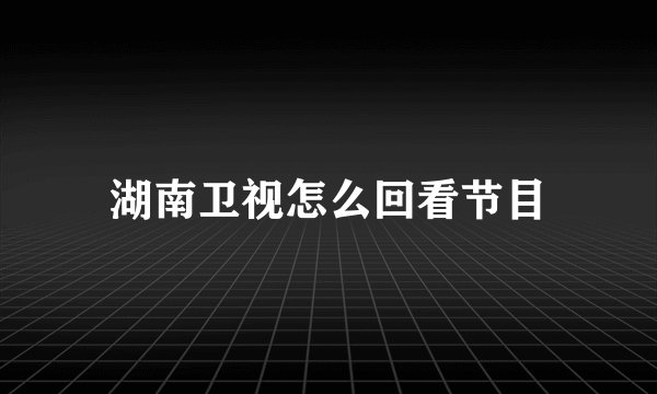 湖南卫视怎么回看节目