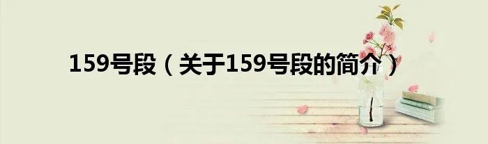 159号段（关于159号段的简介）