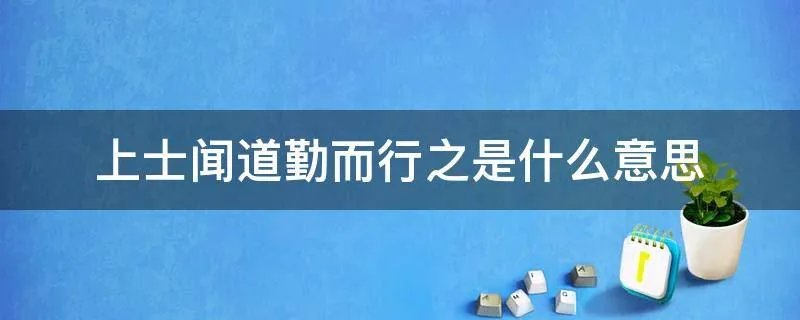 上士闻道勤而行之是什么意思