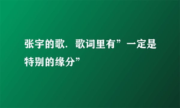张宇的歌．歌词里有”一定是特别的缘分”