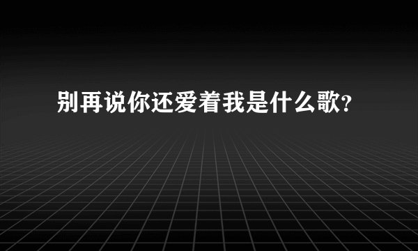 别再说你还爱着我是什么歌?